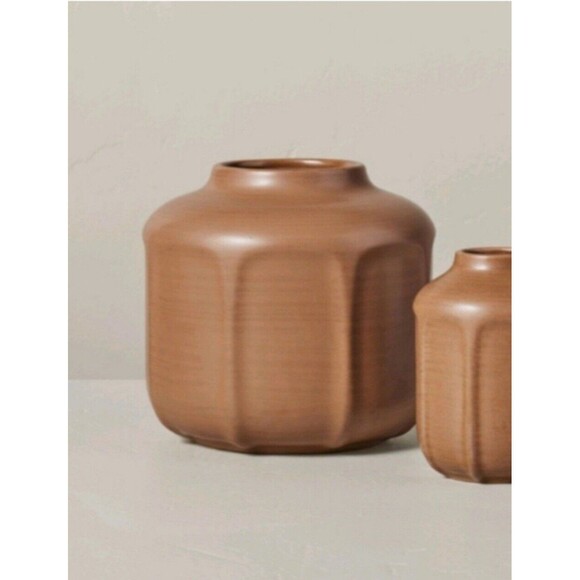 Hearth & Hand with Magnolia 6" Faceted Stoneware Decorative Ceramic Vase - Brown - Picture 4 of 6